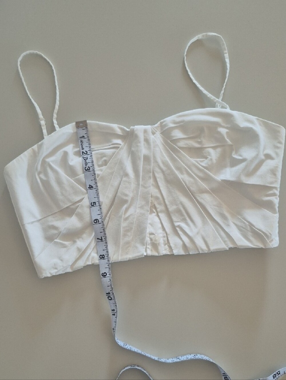 Jonathan Simkhai Cotton Pleated White Bustier Crop Cami Top, Size 4 - Picture 14 of 16